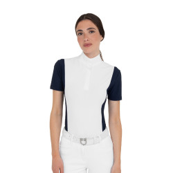 Polo de concurso para mujer de manga corta con insertos de malla Equestro Polo de concurso para mujer de manga corta con insertos de malla Equestro