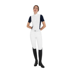 Polo de concurso para mujer de manga corta con insertos de malla Equestro Polo de concurso para mujer de manga corta con insertos de malla Equestro