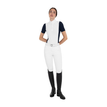 Polo de concurso para mujer de manga corta con insertos de malla Equestro Polo de concurso para mujer de manga corta con insertos de malla Equestro