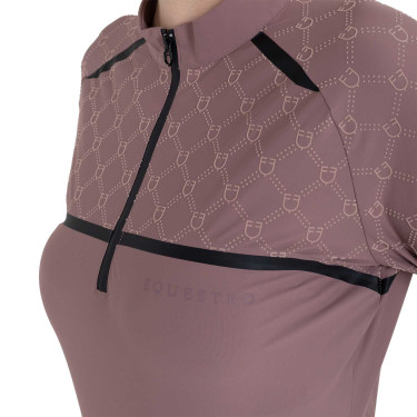 Polo de entrenamiento para mujer de manga larga con estampado de monograma Equestro Polo de entrenamiento para mujer de manga larga con estampado de monograma Equestro