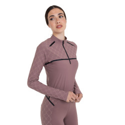Polo de entrenamiento para mujer de manga larga con estampado de monograma Equestro Polo de entrenamiento para mujer de manga larga con estampado de monograma Equestro