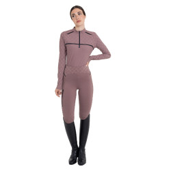Polo de entrenamiento para mujer de manga larga con estampado de monograma Equestro Polo de entrenamiento para mujer de manga larga con estampado de monograma Equestro