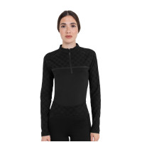 Polo de entrenamiento para mujer de manga larga con estampado de monograma Equestro Negro