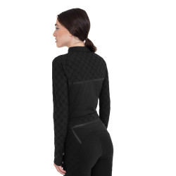 Polo de entrenamiento para mujer de manga larga con estampado de monograma Equestro Negro