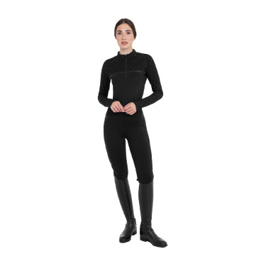 Polo de entrenamiento para mujer de manga larga con estampado de monograma Equestro Negro