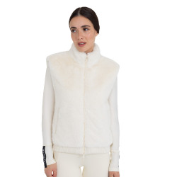 Chaleco de mujer de piel sintética Equestro Blanco antiguo Beige