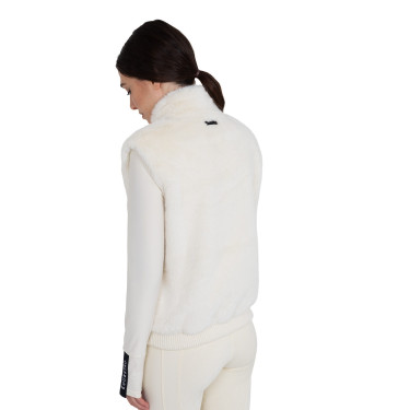 Chaleco de mujer de piel sintética Equestro Blanco antiguo Beige