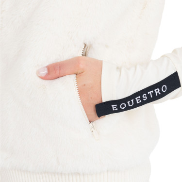Chaleco de mujer de piel sintética Equestro Blanco antiguo Beige