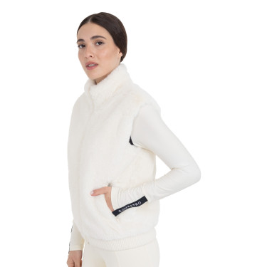 Chaleco de mujer de piel sintética Equestro Blanco antiguo Beige