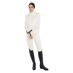 Chaleco de mujer de piel sintética Equestro Blanco antiguo Beige