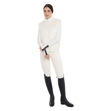 Chaleco de mujer de piel sintética Equestro Blanco antiguo Beige