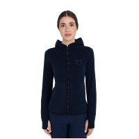 Sudadera polar para mujer con cremallera Equestro Americana marina Azul marino