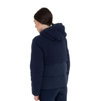 Chaqueta acolchada de mujer con inserciones de borreguillo Equestro Americana marina Azul marino