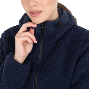 Chaqueta acolchada de mujer con inserciones de borreguillo Equestro Americana marina Azul marino
