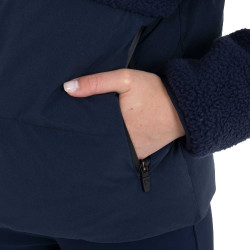Chaqueta acolchada de mujer con inserciones de borreguillo Equestro Americana marina Azul marino