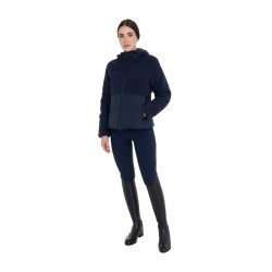 Chaqueta acolchada de mujer con inserciones de borreguillo Equestro Americana marina Azul marino