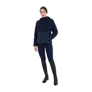 Chaqueta acolchada de mujer con inserciones de borreguillo Equestro Americana marina Azul marino