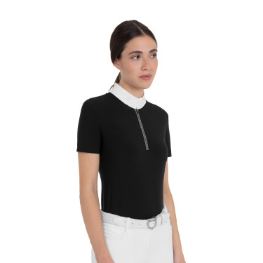 Polo de concurso para mujer de manga corta con strass Equestro