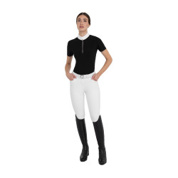 Polo de concurso para mujer de manga corta con strass Equestro