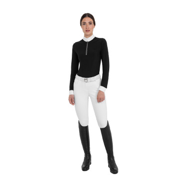 Polo de concurso de mujer de manga larga con strass Equestro Polo de concurso de mujer de manga larga con strass Equestro