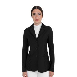 Chaqueta de concurso para mujer monograma en tejido efecto terciopelo Equestro Chaqueta de concurso para mujer monograma en tejido efecto terciopelo Equestro