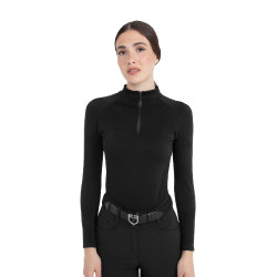 Polo de entrenamiento para mujer de tejido técnico con cremallera Equestro Polo de entrenamiento para mujer de tejido técnico con cremallera Equestro