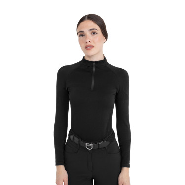 Polo de entrenamiento para mujer de tejido técnico con cremallera Equestro Polo de entrenamiento para mujer de tejido técnico con cremallera Equestro