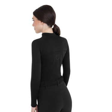 Polo de entrenamiento para mujer de tejido técnico con cremallera Equestro Polo de entrenamiento para mujer de tejido técnico con cremallera Equestro