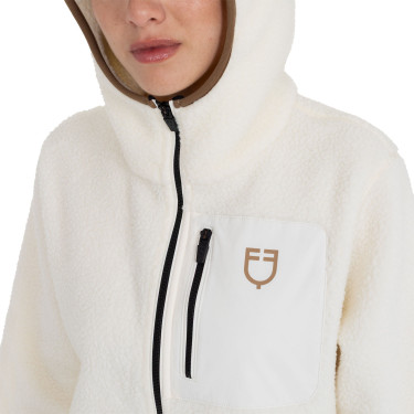 Sudadera de mujer de felpa teddy con capucha y cremallera Equestro Sudadera de mujer de felpa teddy con capucha y cremallera Equestro