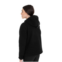 Sudadera de mujer de felpa teddy con capucha y cremallera Equestro Blanco antiguo / negro