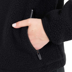Sudadera de mujer de felpa teddy con capucha y cremallera Equestro Negro / negro