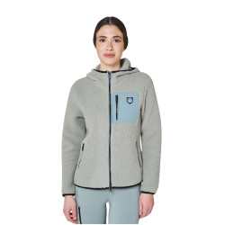 Sudadera de mujer de felpa teddy con capucha y cremallera Equestro Pizarra gris / negro