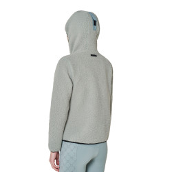 Sudadera de mujer de felpa teddy con capucha y cremallera Equestro Pizarra gris / negro