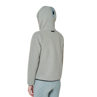 Sudadera de mujer de felpa teddy con capucha y cremallera Equestro Pizarra gris / negro