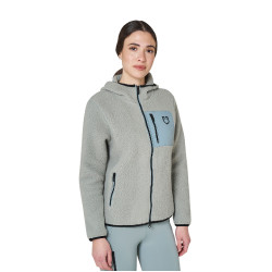 Sudadera de mujer de felpa teddy con capucha y cremallera Equestro Pizarra gris / negro