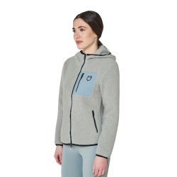 Sudadera de mujer de felpa teddy con capucha y cremallera Equestro Pizarra gris / negro
