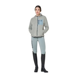 Sudadera de mujer de felpa teddy con capucha y cremallera Equestro Pizarra gris / negro