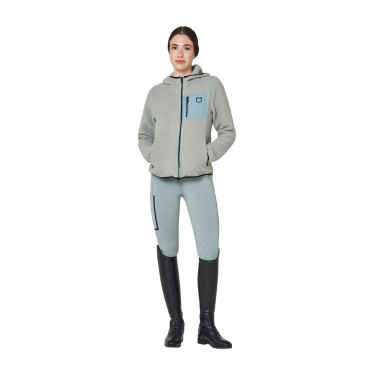 Sudadera de mujer de felpa teddy con capucha y cremallera Equestro Pizarra gris / negro