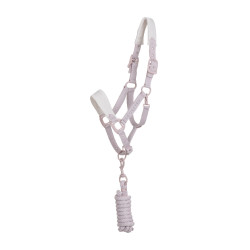 Cabezada técnica con doble ajuste y hebillas recubiertas de goma Equestro Violeta afieltrado / blanco arena Cabezada técnica con doble ajuste y hebillas recubiertas de goma Equestro Violeta afieltrado / blanco arena