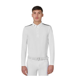 Polo de concurso para hombre de manga larga con inserciones de malla Equestro Polo de concurso para hombre de manga larga con inserciones de malla Equestro
