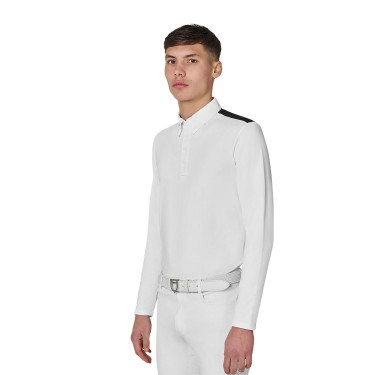 Polo de concurso para hombre de manga larga con inserciones de malla Equestro Polo de concurso para hombre de manga larga con inserciones de malla Equestro