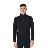 Sudadera de hombre de cuello alto de forro polar con cremallera 3/4 Equestro Negro