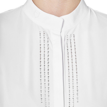 Polo de concurso de mujer tipo camisa con strass Equestro Polo de concurso de mujer tipo camisa con strass Equestro