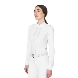 Polo de concurso de mujer tipo camisa con strass Equestro Polo de concurso de mujer tipo camisa con strass Equestro