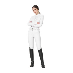 Polo de concurso de mujer tipo camisa con strass Equestro Polo de concurso de mujer tipo camisa con strass Equestro
