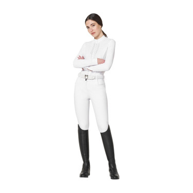 Polo de concurso de mujer tipo camisa con strass Equestro Polo de concurso de mujer tipo camisa con strass Equestro