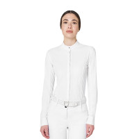 Polo de concurso para mujer tipo camisa con insertos de malla Equestro