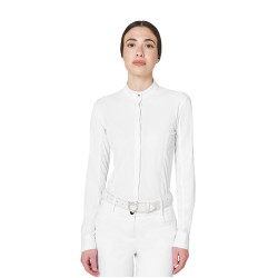 Polo de concurso para mujer tipo camisa con insertos de malla Equestro