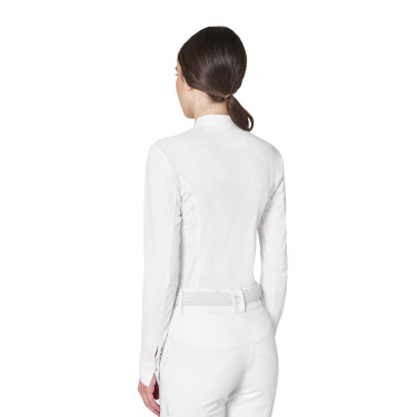 Polo de concurso para mujer tipo camisa con insertos de malla Equestro