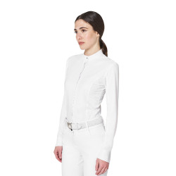 Polo de concurso para mujer tipo camisa con insertos de malla Equestro